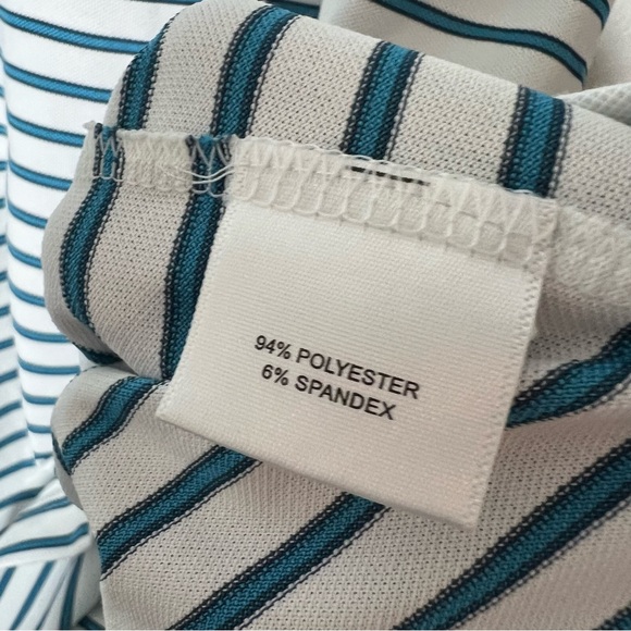 Peter Millar Golf Polo Shirt Mens L Blue Striped Summer Comfort - Picture 4 of 7